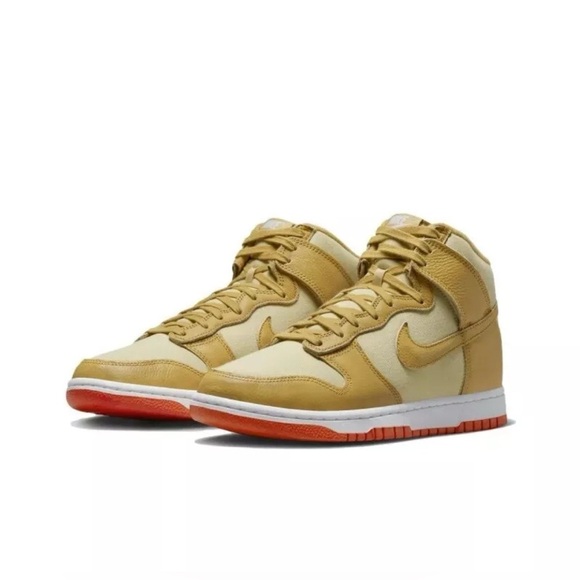 Nike Dunk Hi Retro PRM Shoes Wheat Team Gold White DV7215-700 Men's Sizes NEW 11 - Picture 1 of 5